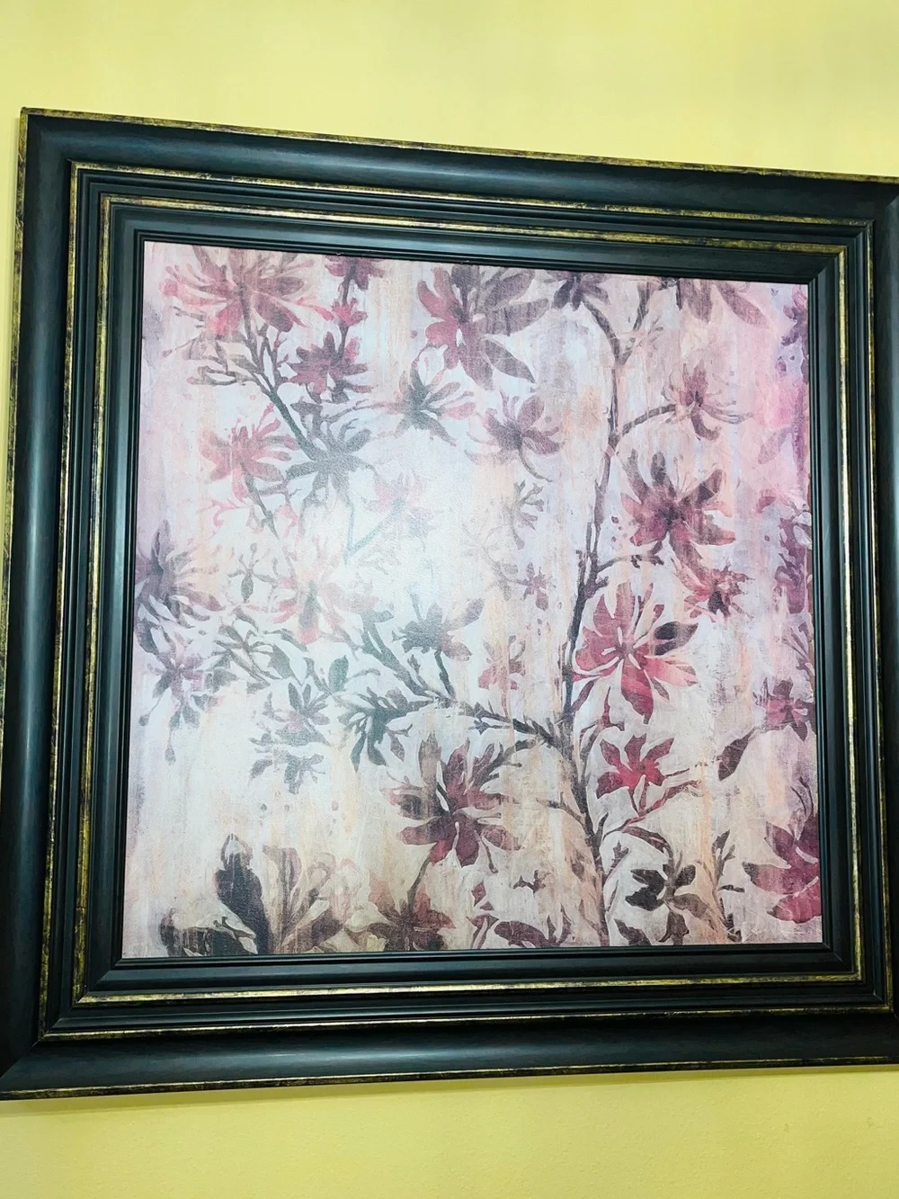 Floral Wall Art Print in Pink and Black & Gold Frame